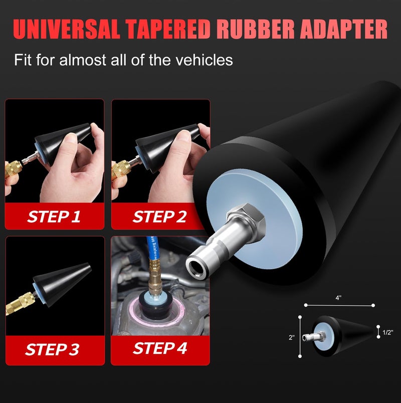 JIFETOR Cooling System Vacuum Purge Radiator Coolant Refill Tool Kit, Universal Automotive Water Tank Pneumatic Vacuum Antifreeze Change Filler Set, with Adapter Case Hose for Car Van SUV Truck - Image 5